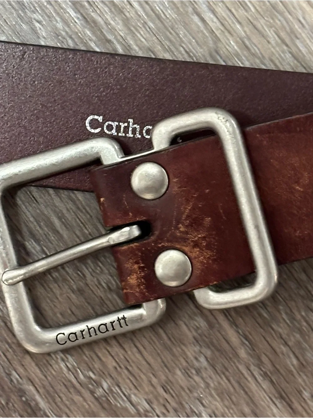 Carhartt A235 Vintage Brown Leather Belt – Genuine Cowhide Leather Size 38